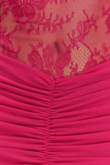 Khadijah Lace And Mesh Maxi Dress - Dragonfruit