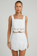 Evren Embroidered Scallop Mini Skirt