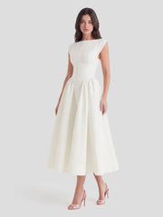 Timeless Hepburn Style Full Skirt Midi Dress
