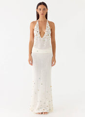 Adelaida Beaded Crochet Top - Ivory