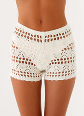 Baylock Crochet Long Sleeve Top - White