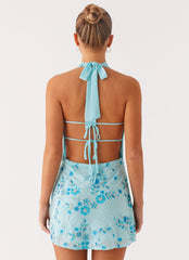 Cinzia Beaded Mini Dress - Blue