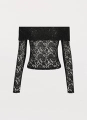 Zephyra Lace Long Sleeve Top - Black