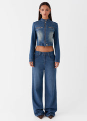 Ride Elegant Baggy Jeans - Vintage Blue Wash