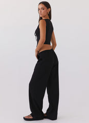 Fresh Face Linen Pants - Black