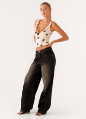 Pera Baggy Denim Jeans - Brown Wash