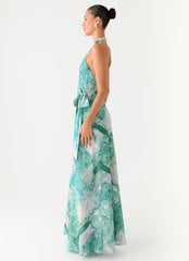 So Chic Maxi Dress - Green Paisley
