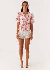 Western Wind Tie Top - Rose Leopard