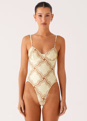 You Got Me One Piece Swimsuit - Tidal Print