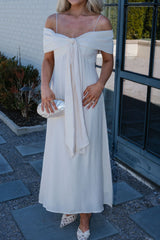 Lana Bow Dress-Cream