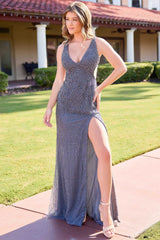 4536 - Primavera - Charcoal Pearl Evening Dress - Final Sale