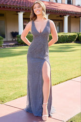 4536 - Primavera - Charcoal Pearl Evening Dress - Final Sale