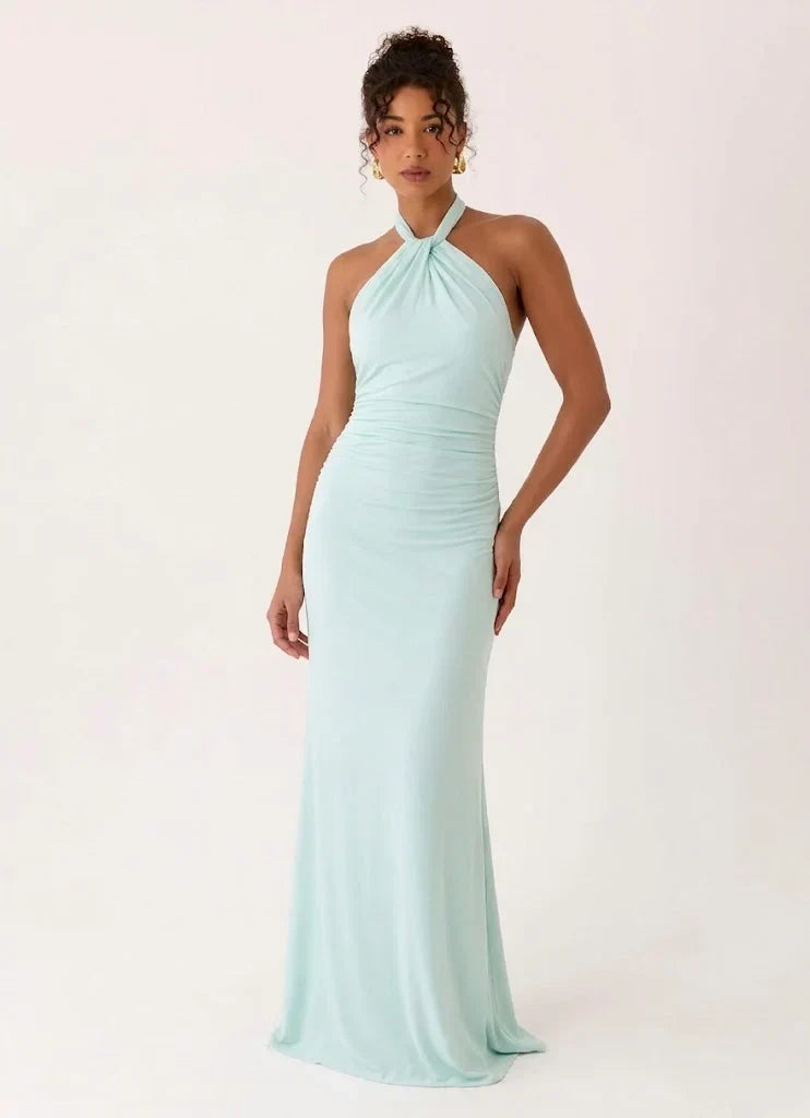Samaria Halter Maxi Dress Blue