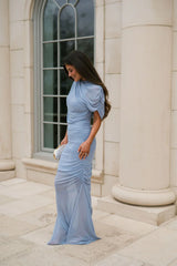 Camila Mesh Maxi Dress-Blue