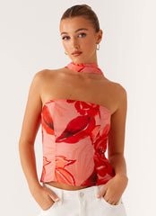 Anais Scarf Top - Sicily Sunset Print