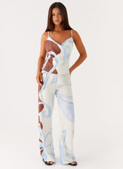 Deacon Low Rise Pants - Bloom Wave Print