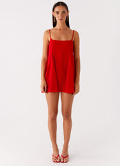 Godets Hem Mini Dress - Red