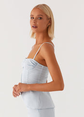 Keep Moving Gathered Bust Top - Blue