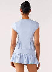 Landon Button Up Top - Blue