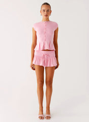 Landon Button Up Top - Pink