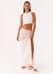 Opal Sequin Maxi Skirt - White