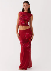 Waiting For Dawn Mesh Maxi Skirt - Rosa