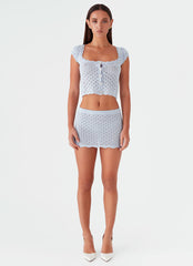 Blue Bird Knit Top - Blue Dusk