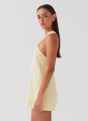 Keira Linen Micro Mini Dress - Lemon