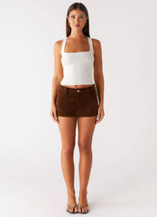Tropics Low Rise Cord Mini Skort - Walnut