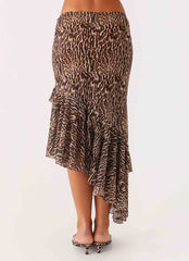 Wild Tide Midi Skirt - Cheetah