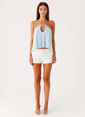 Delong Low Rise Linen Shorts - White